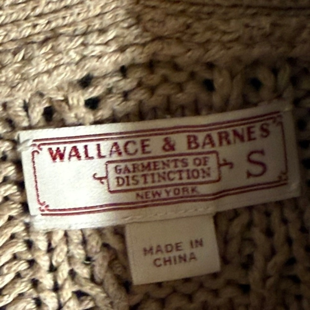 Wallace Barnes Shawl Collar Knit Sweater Beige Organic Cotton Shawl Neck Mens S - Picture 8 of 14